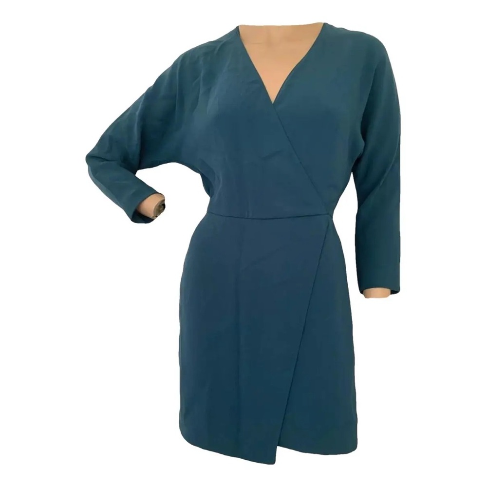 Babaton Teal Faux Wrap Dress
